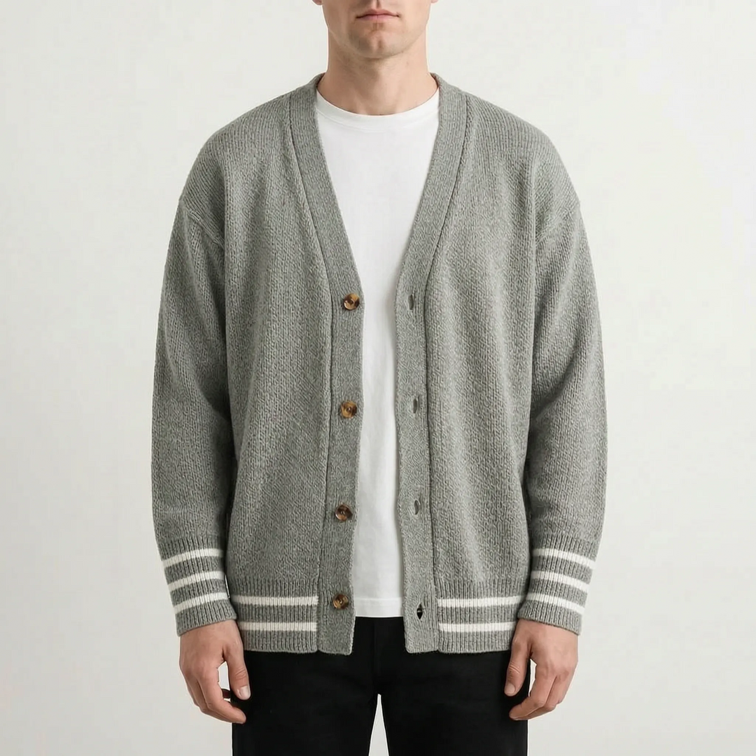 Vest heren | Gebreid vest met v-hals en knoopsluiting