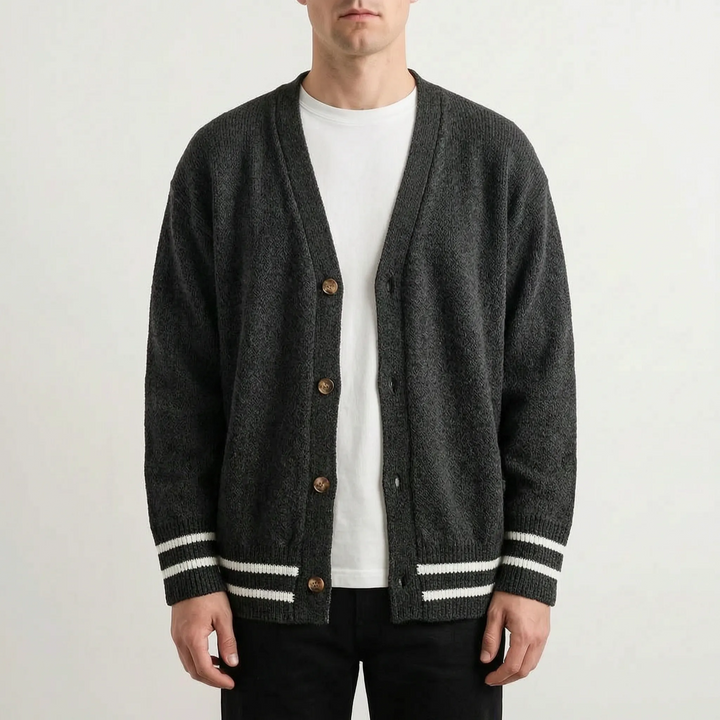 Vest heren | Gebreid vest met v-hals en knoopsluiting