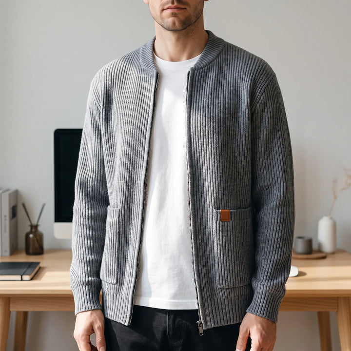 Vest heren | Geribd vest met ritssluiting en opstaande kraag