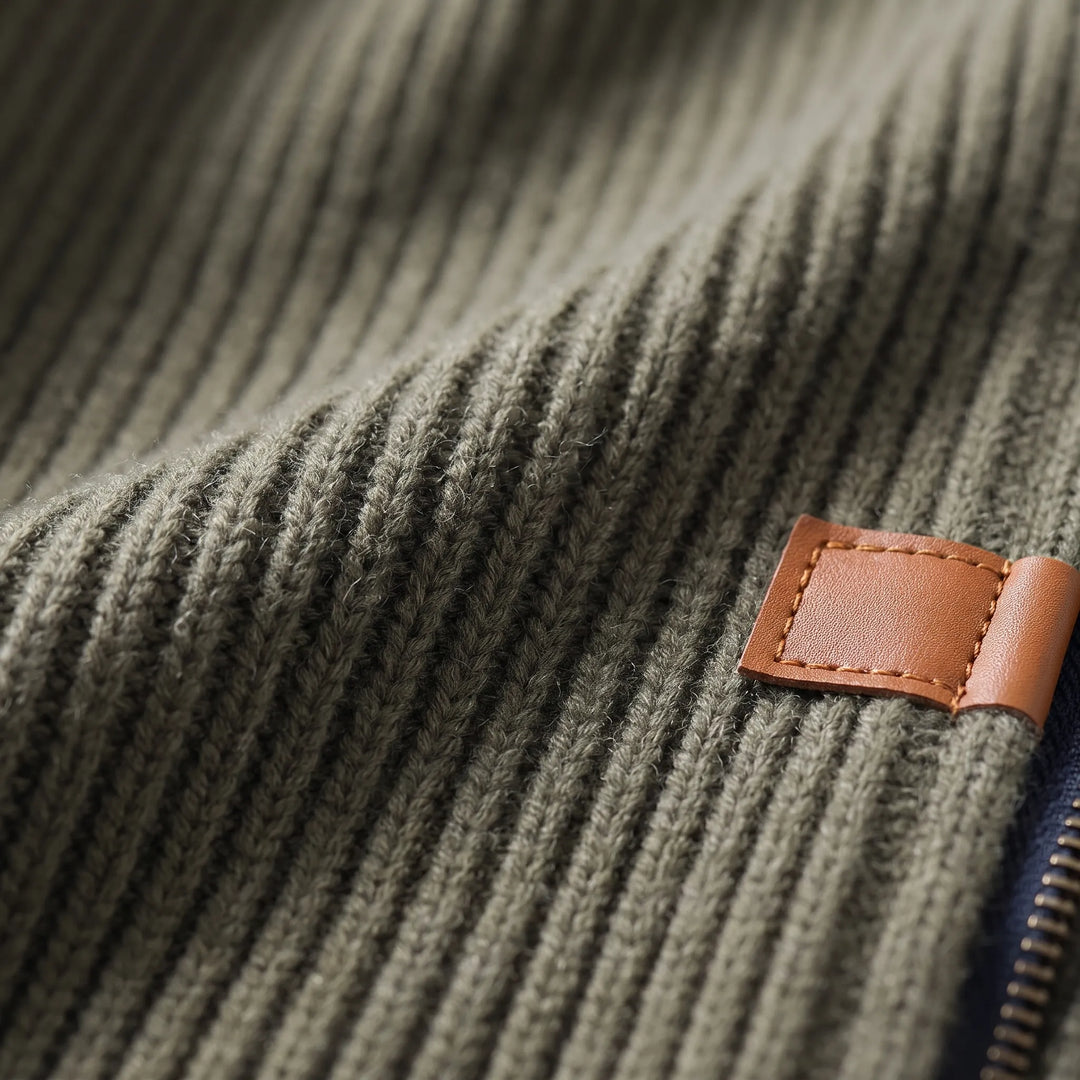 Vest heren | Geribd vest met ritssluiting en opstaande kraag