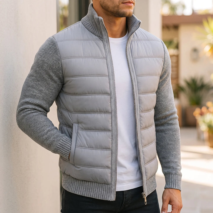 Vest heren | Gewatteerd model met gebreide mouwen en rits