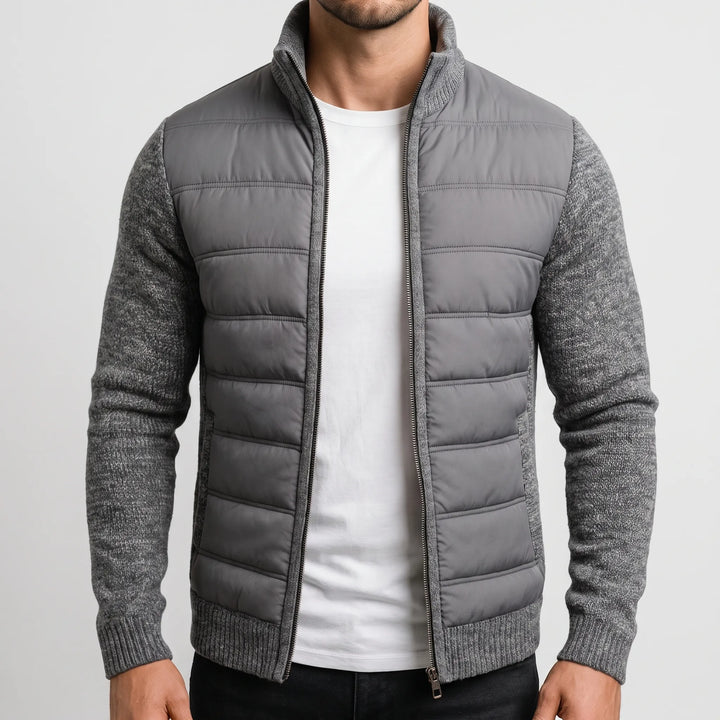 Vest heren | Gewatteerd model met gebreide mouwen en rits