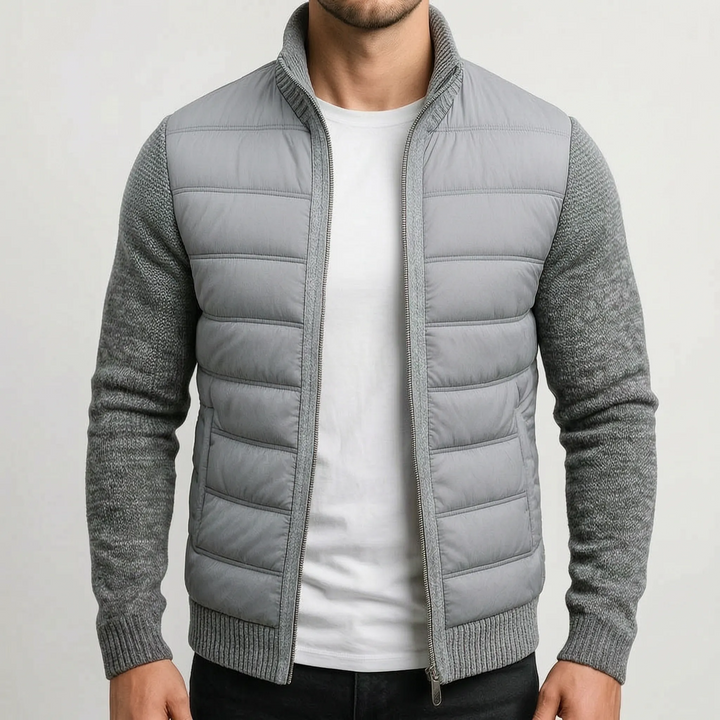 Vest heren | Gewatteerd model met gebreide mouwen en rits