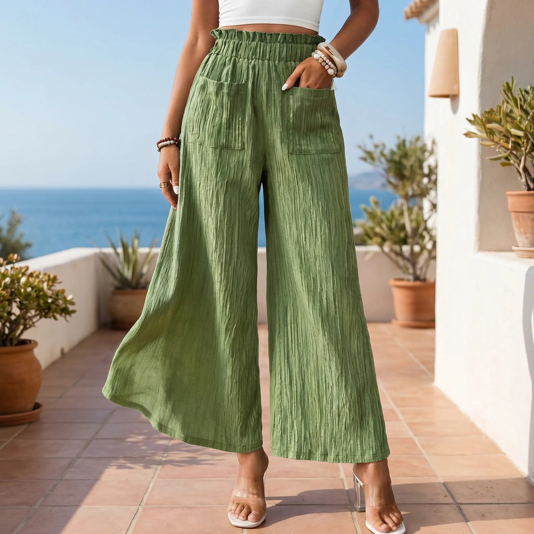 Wide leg broek dames | Luchtige zomerbroek met zakken