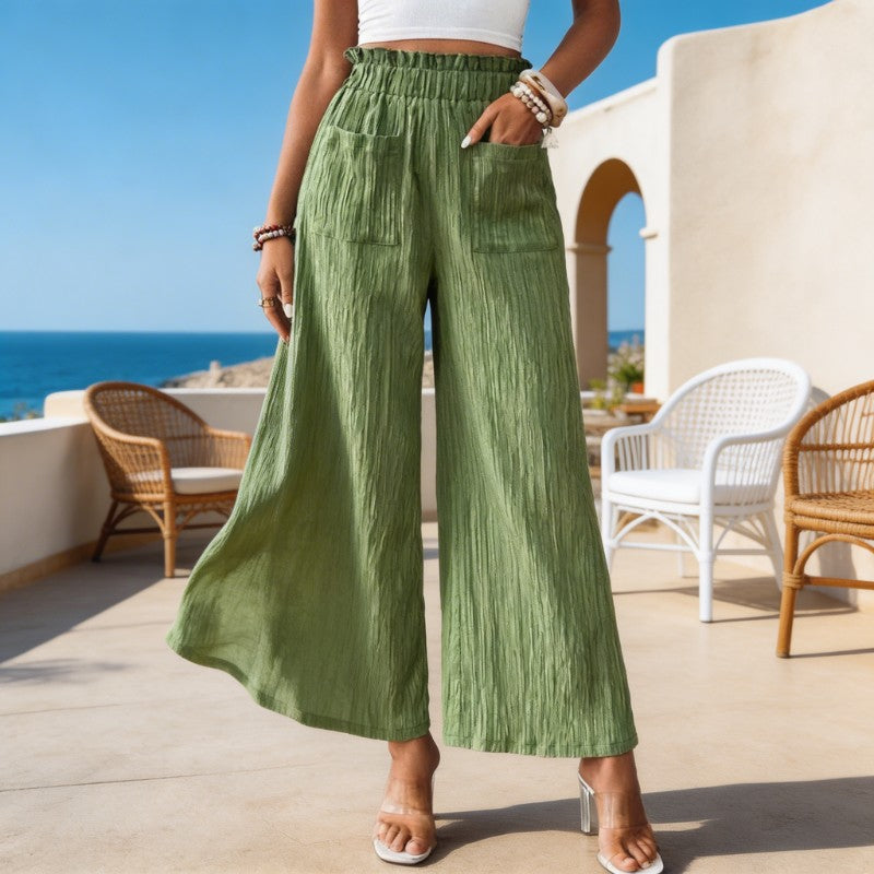 Wide leg broek dames | Luchtige zomerbroek met zakken