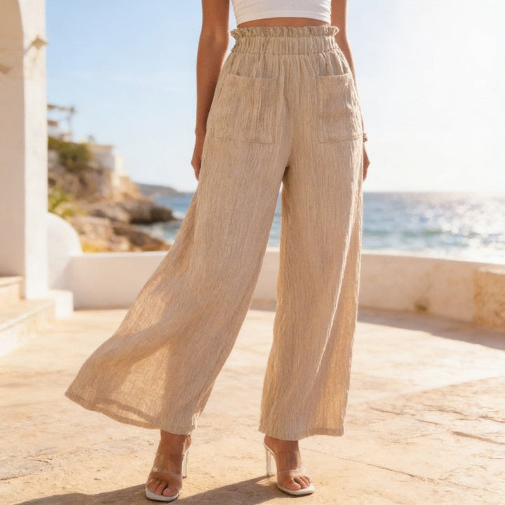 Wide leg broek dames | Luchtige zomerbroek met zakken