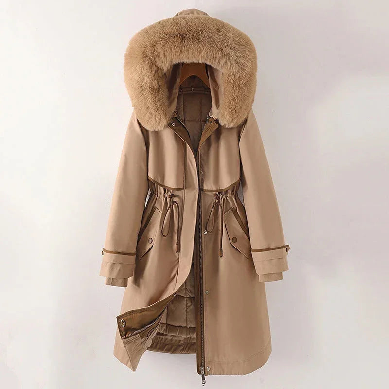 Dames parka jas | Warme winterjas met capuchon en fleece voering