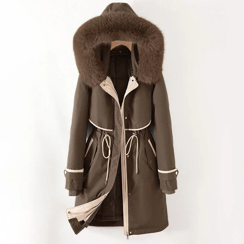 Dames parka jas | Warme winterjas met capuchon en fleece voering
