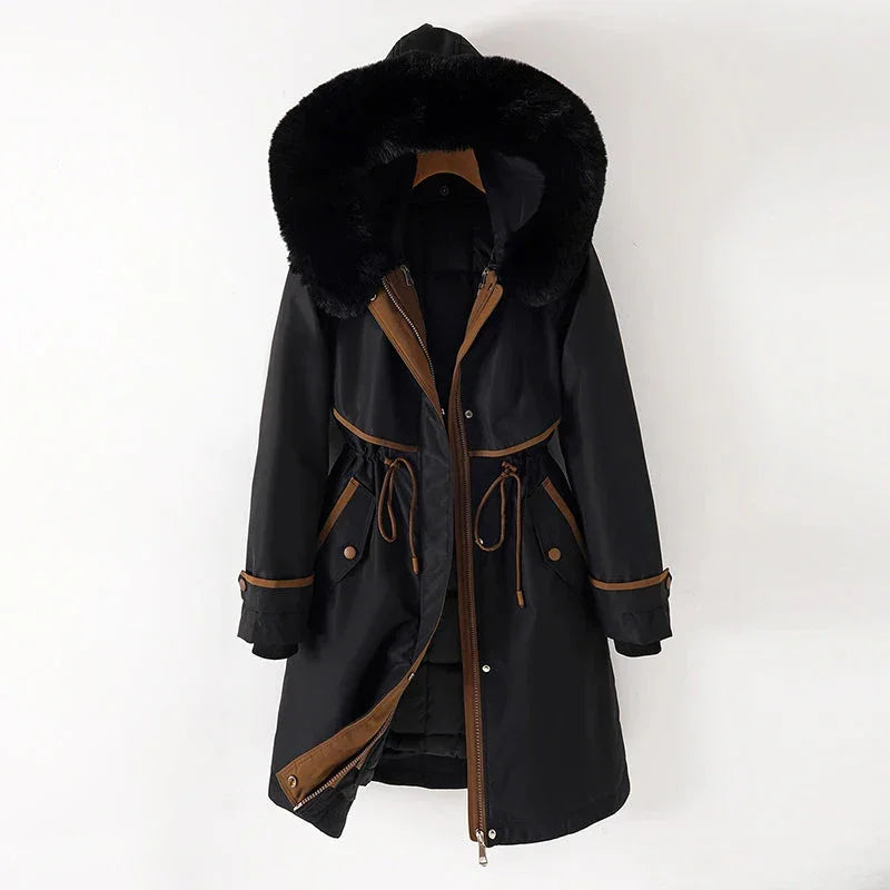 Dames parka jas | Warme winterjas met capuchon en fleece voering