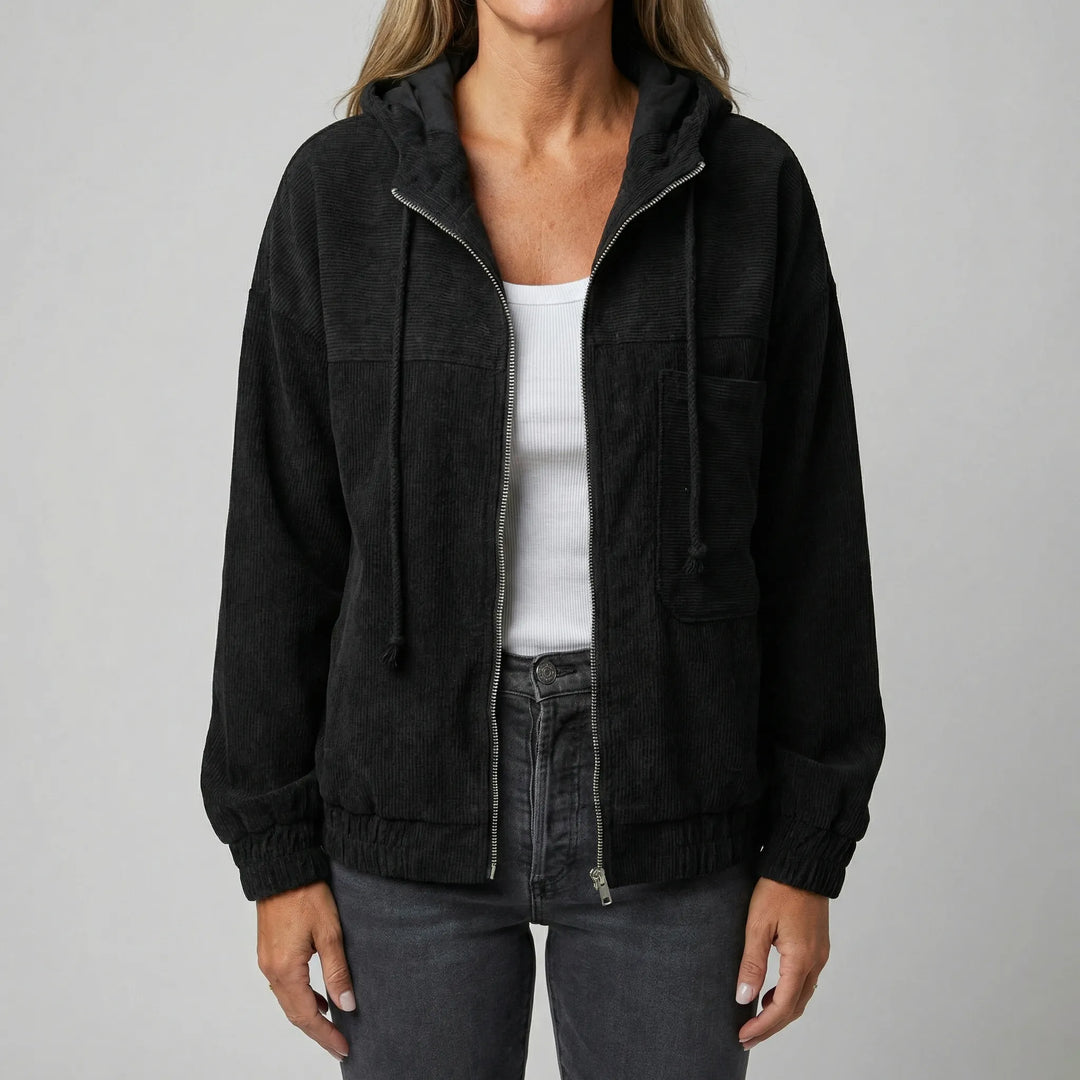 Zomerjas dames | Licht rib jasje met capuchon en rits