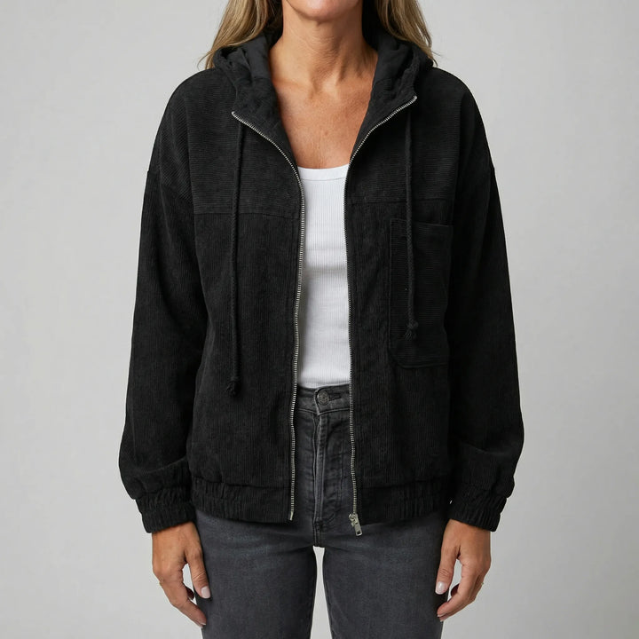 Zomerjas dames | Licht rib jasje met capuchon en rits