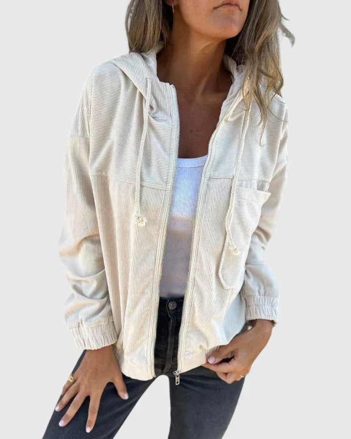 Zomerjas dames | Licht rib jasje met capuchon en rits