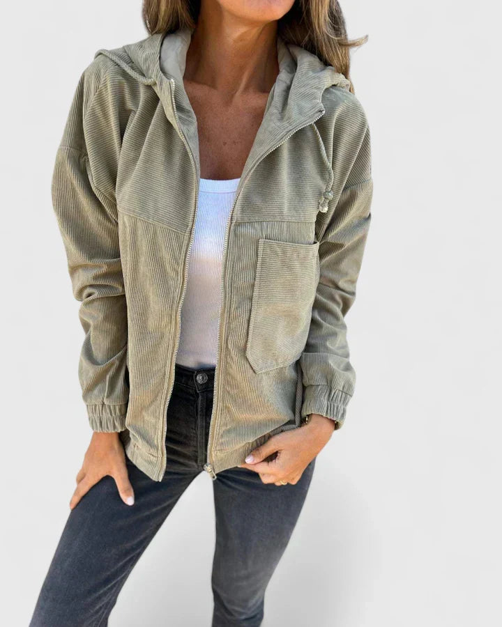 Zomerjas dames | Licht rib jasje met capuchon en rits