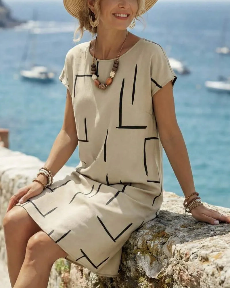 Zomerjurk dames | Losvallende jurk met grafische print