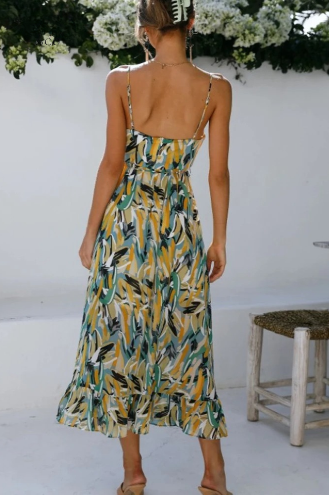 Zomerjurk dames | Mouwloze jurk met kleurrijke print en luchtige pasvorm