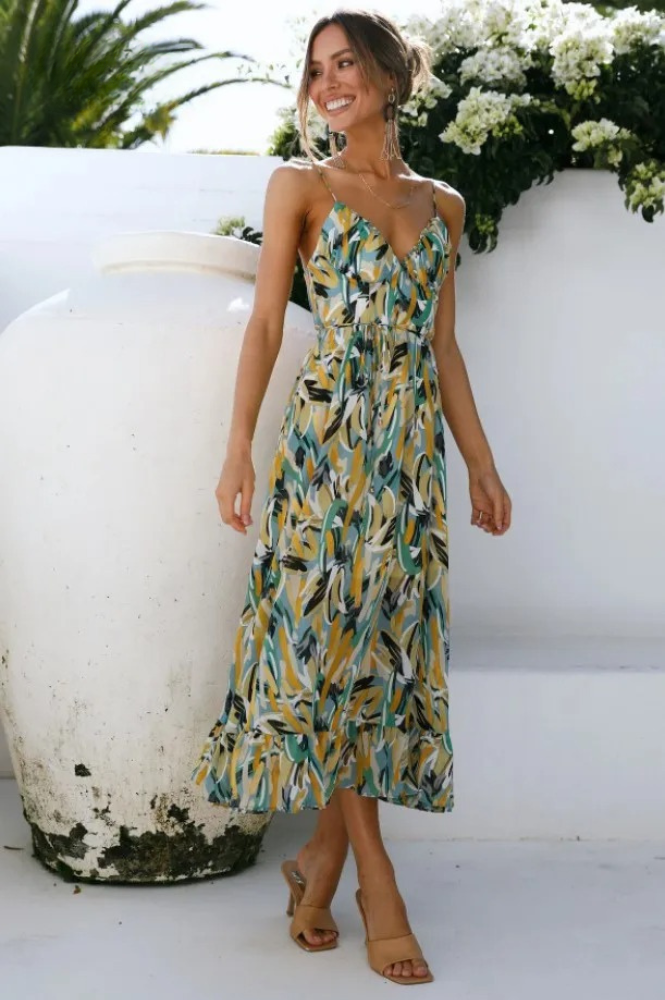 Zomerjurk dames | Mouwloze jurk met kleurrijke print en luchtige pasvorm