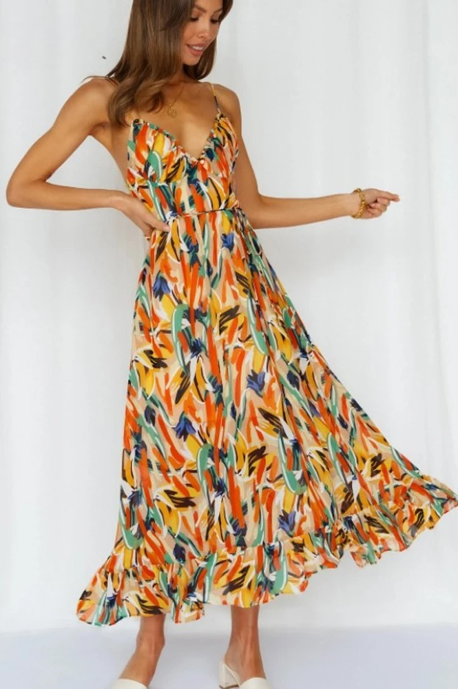 Zomerjurk dames | Mouwloze jurk met kleurrijke print en luchtige pasvorm