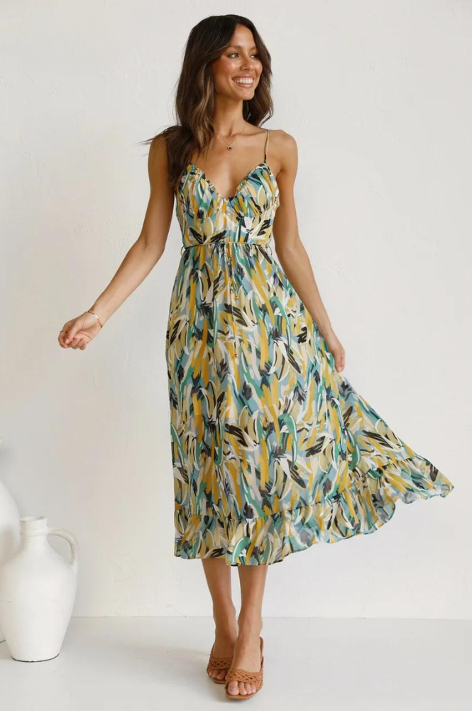Zomerjurk dames | Mouwloze jurk met kleurrijke print en luchtige pasvorm