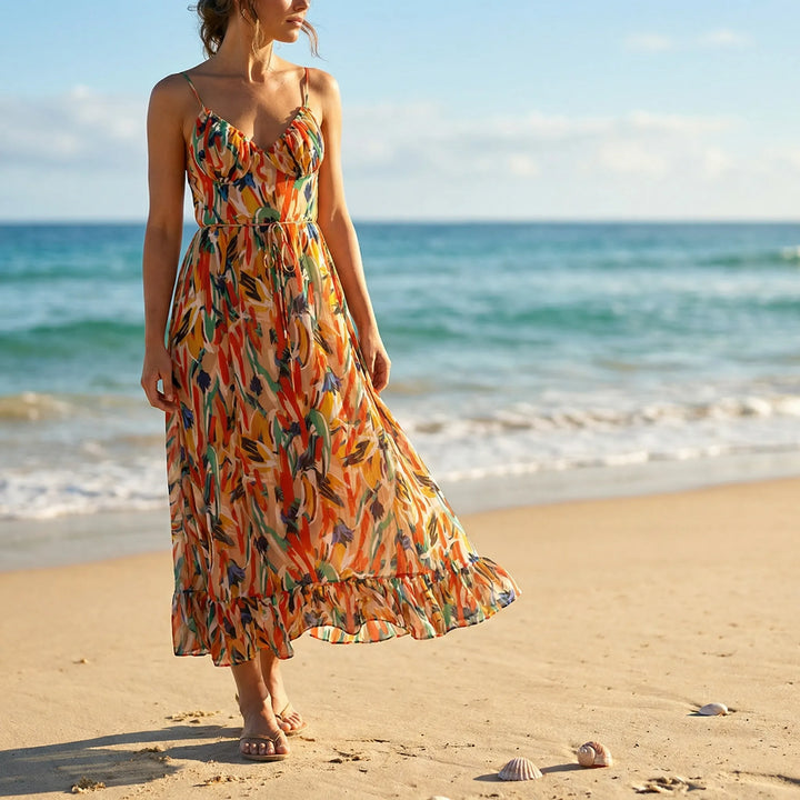 Zomerjurk dames | Mouwloze jurk met kleurrijke print en luchtige pasvorm