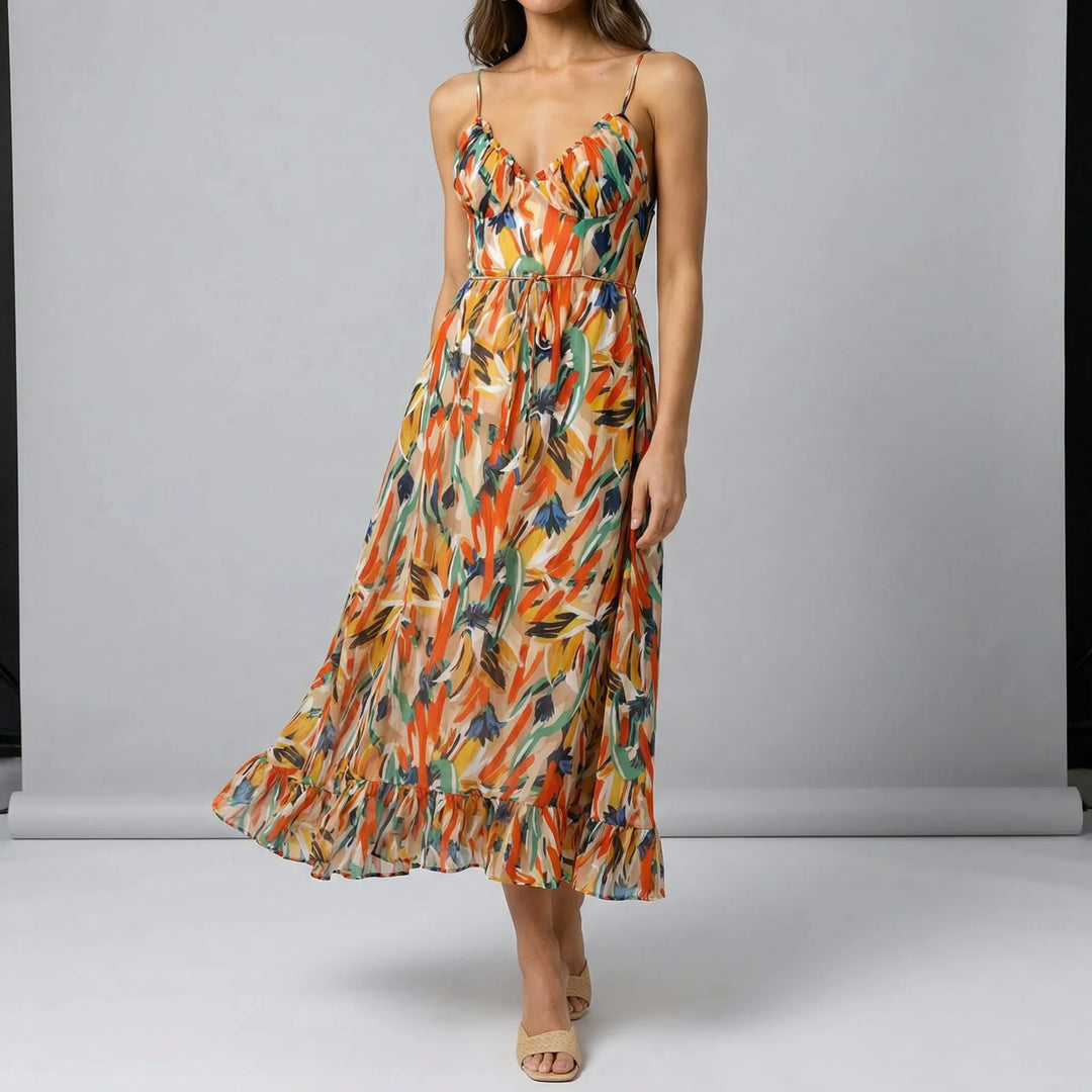 Zomerjurk dames | Mouwloze jurk met kleurrijke print en luchtige pasvorm