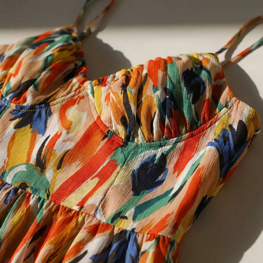 Zomerjurk dames | Mouwloze jurk met kleurrijke print en luchtige pasvorm