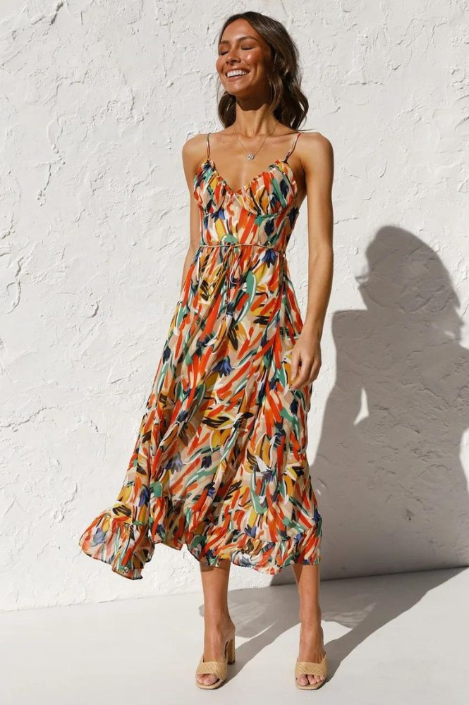 Zomerjurk dames | Mouwloze jurk met kleurrijke print en luchtige pasvorm
