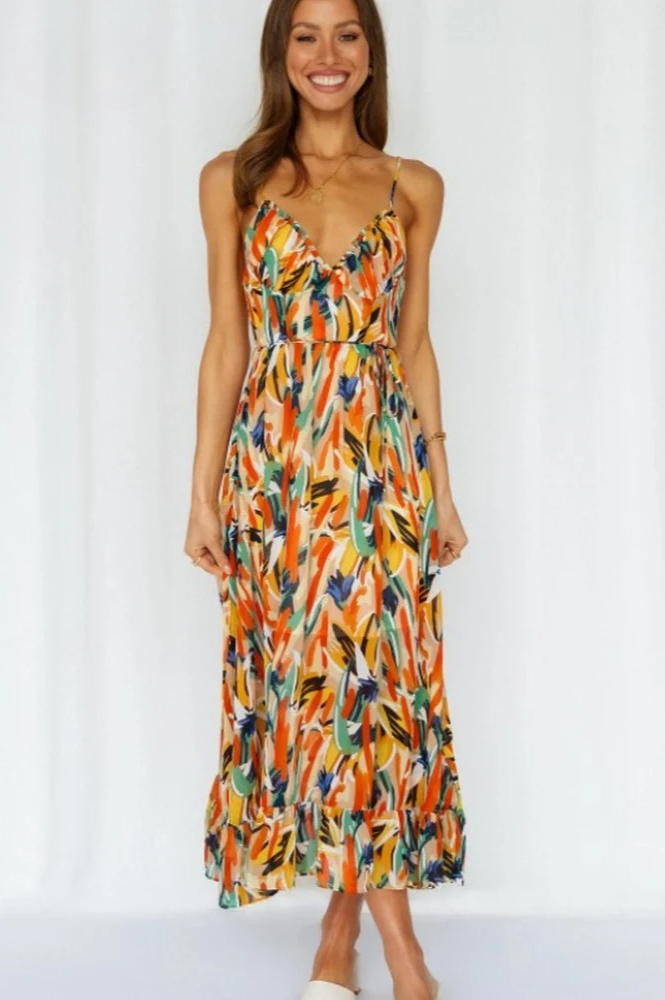 Zomerjurk dames | Mouwloze jurk met kleurrijke print en luchtige pasvorm
