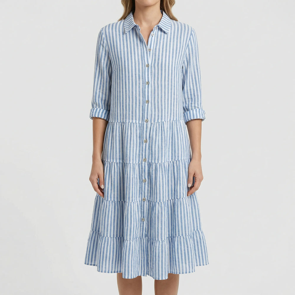 Zomerjurk met strepen | Jurk dames met kraag