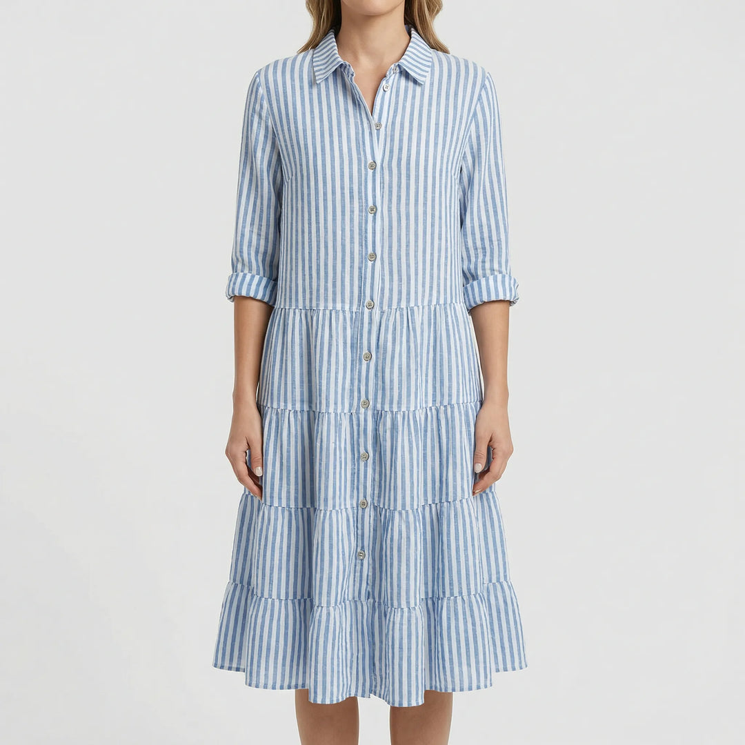 Zomerjurk met strepen | Jurk dames met kraag