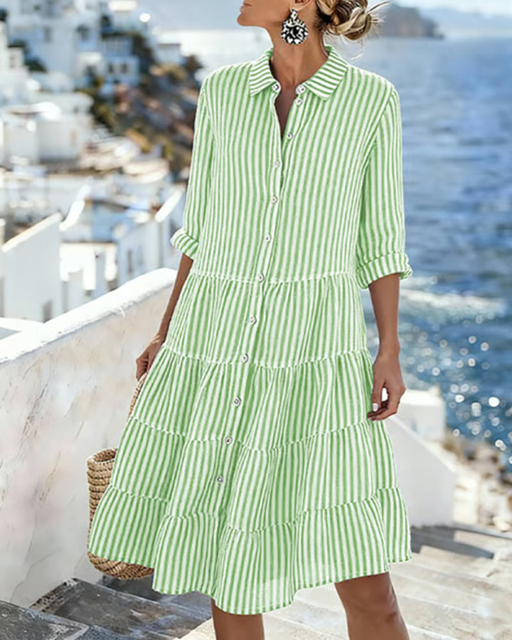 Zomerjurk met strepen | Jurk dames met kraag