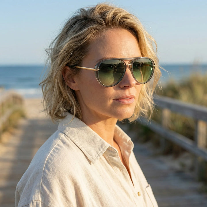 Zonnebril | Aviator model met groene glazen en uv400