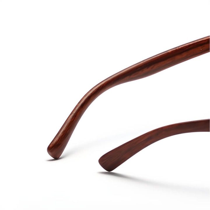 Zonnebril heren | Ronde glazen met houten look