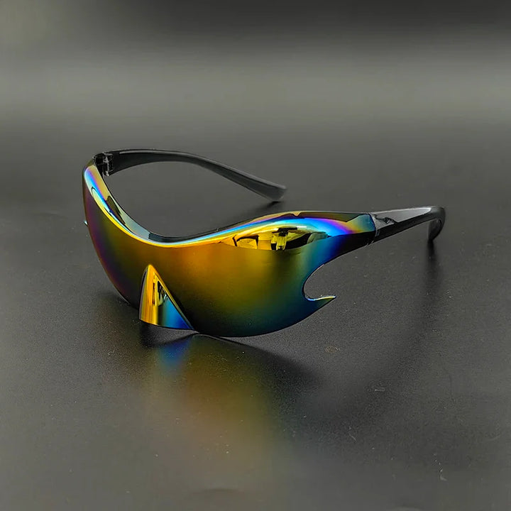 Zonnebril heren | Sport zonnebril met spiegelglas en wrap design