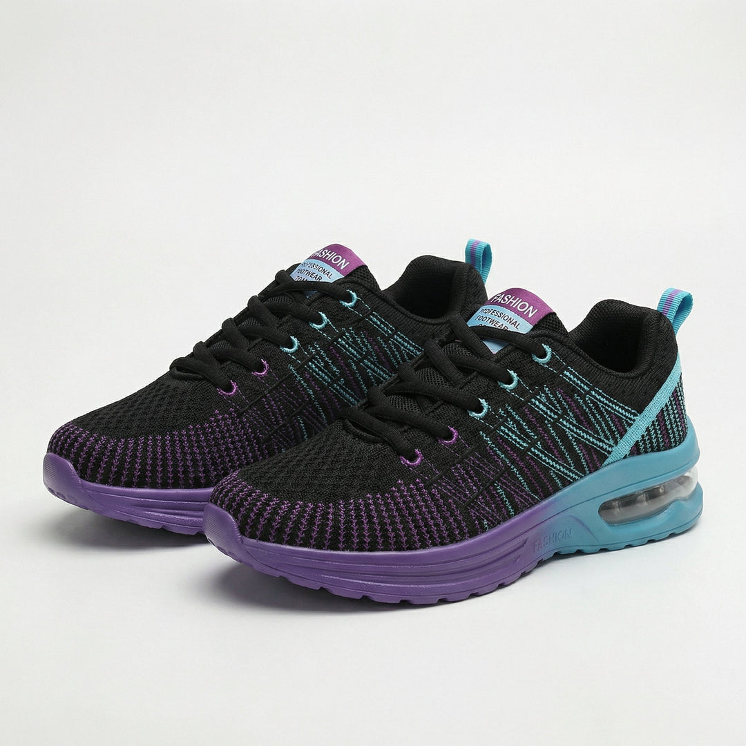 Zwarte sneakers dames | Sportief model met kleurrijke details