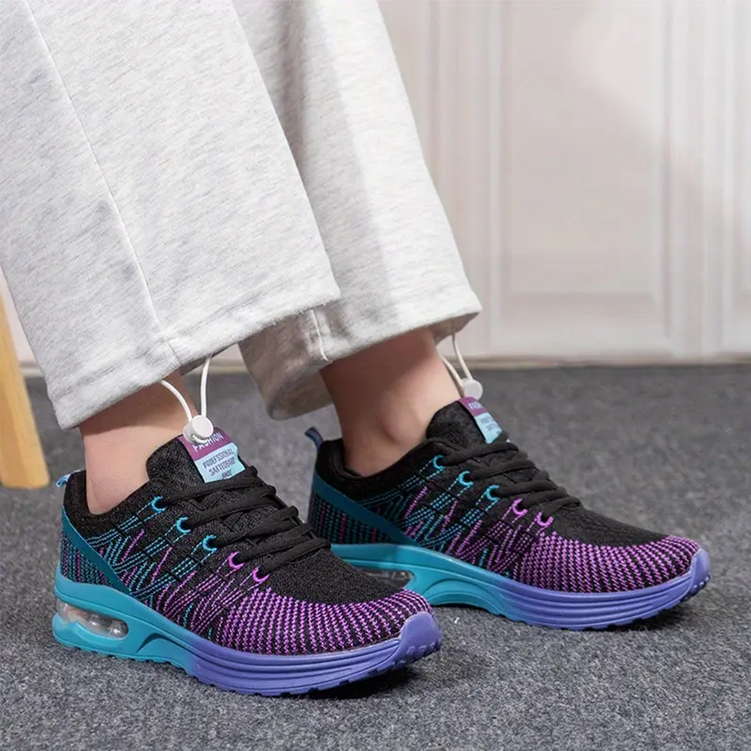 Zwarte sneakers dames | Sportief model met kleurrijke details