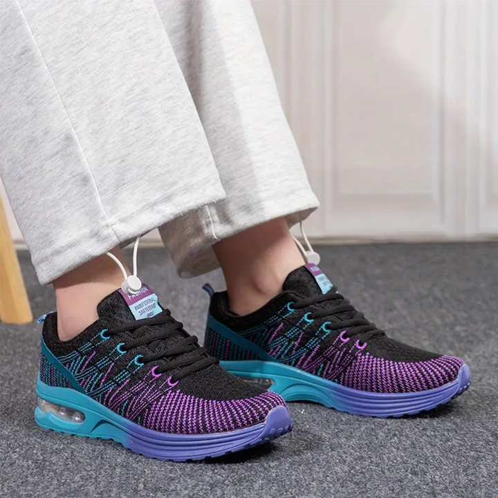 Zwarte sneakers dames | Sportief model met kleurrijke details