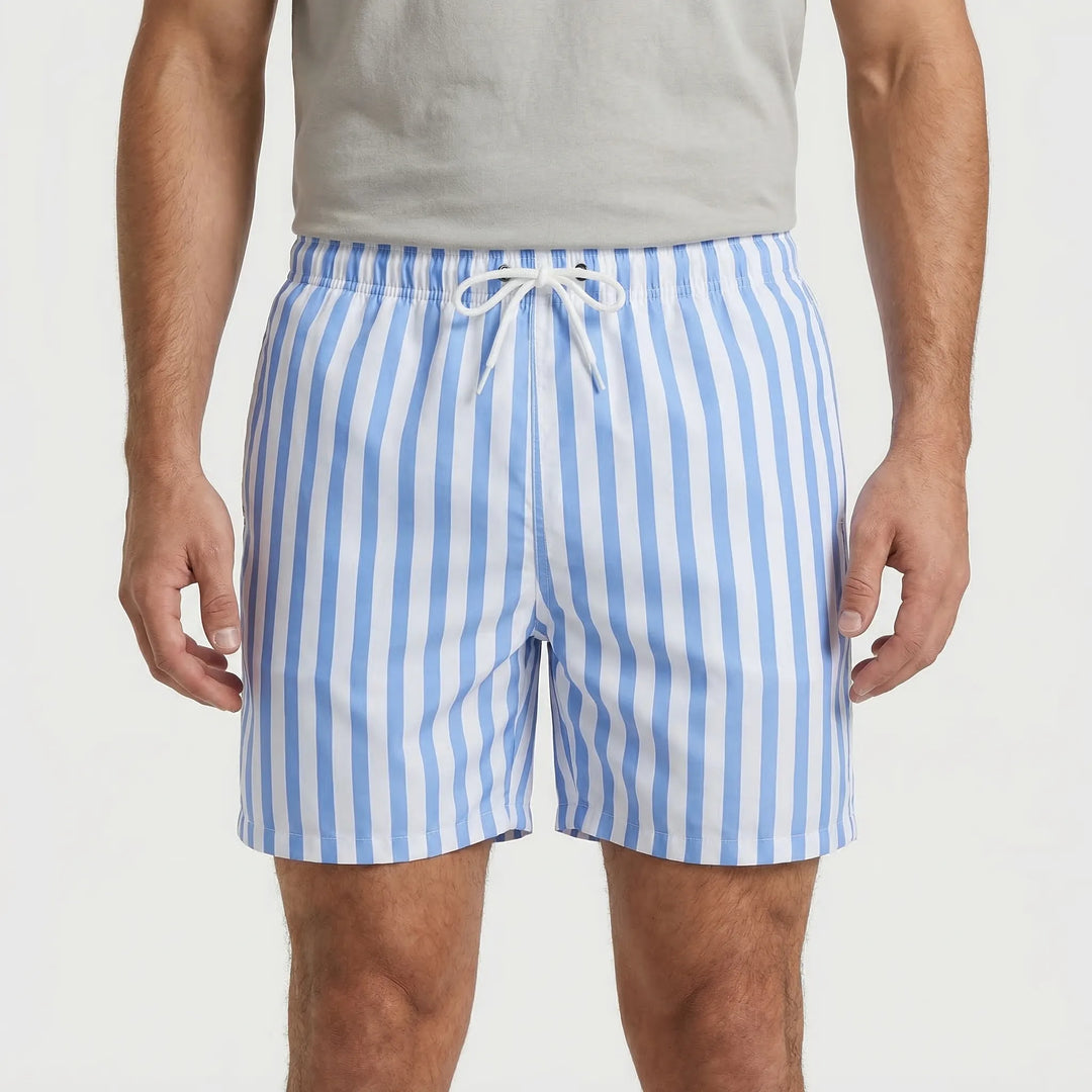 Zwembroek heren | Gestreepte zwemshort met elastische taille