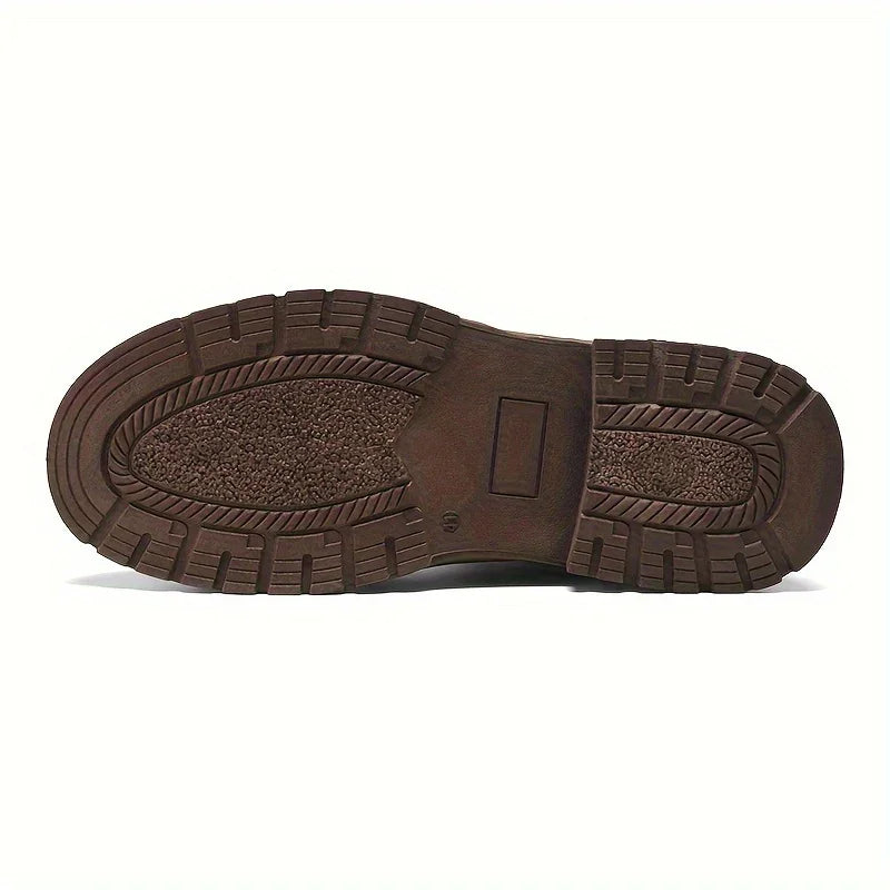 Heren boots | Bruine veterlaarzen met rits en dikke zool
