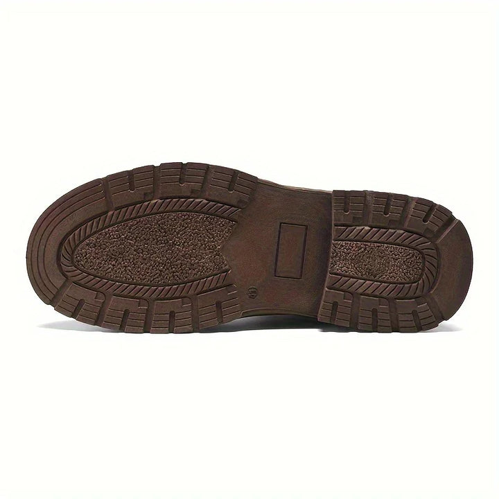 Heren boots | Bruine veterlaarzen met rits en dikke zool