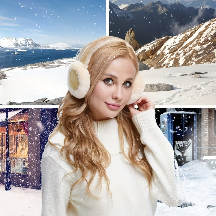 Dames oorwarmers | Fleece earmuffs van suède, opvouwbaar en warm