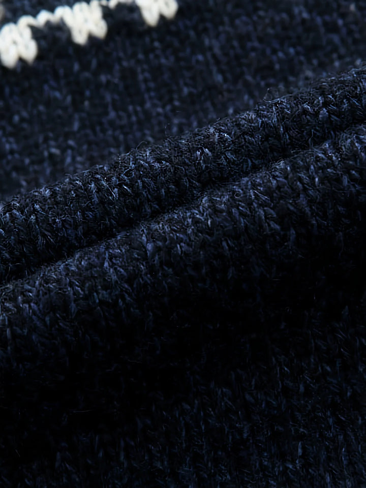 Heren vest | Gebreide cardigan met sneeuwvlok patroon en rits