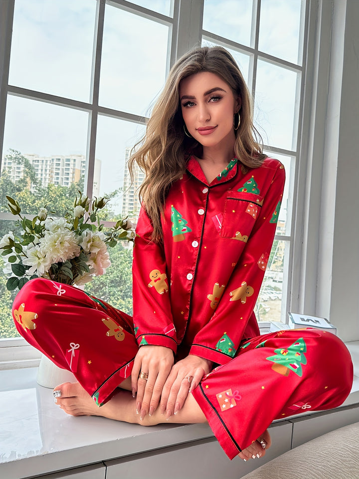 Dames kerst pyjama set | Comfortabele pyjama met kerstprint