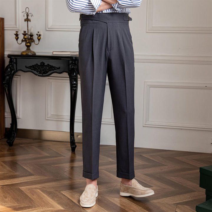 Gurkha Pantalon | Heren geplooide straight leg broek