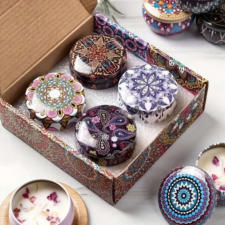 Geurkaars cadeau set | 4 geurkaarsen lavendel roos jasmijn