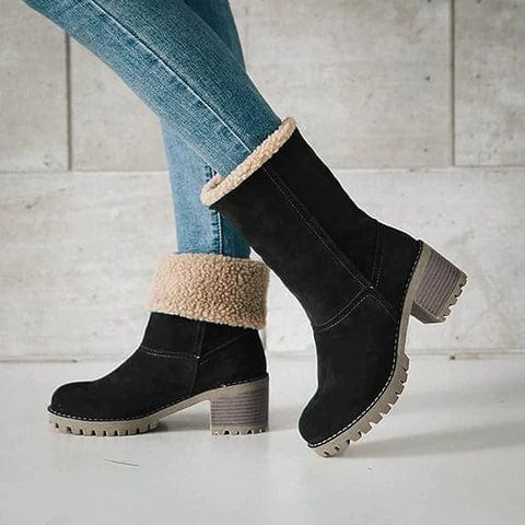 Dames winter enkellaars met warme voering met omslag