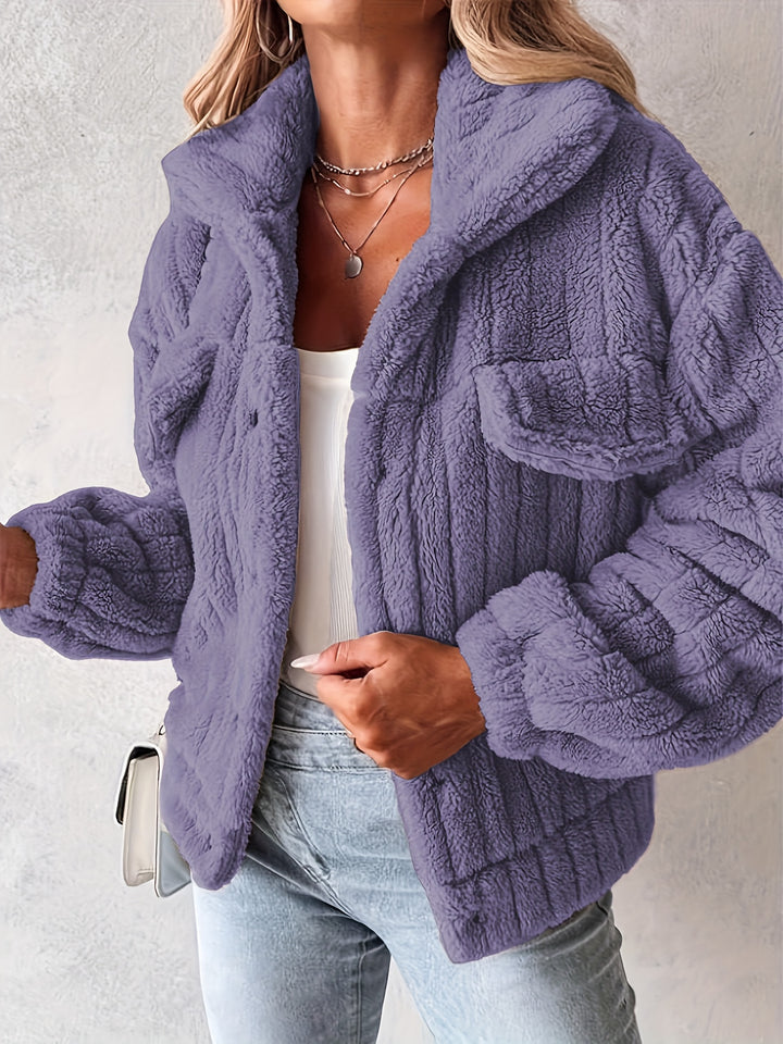 Teddy jas dames | Warme winterjas dames met zakken