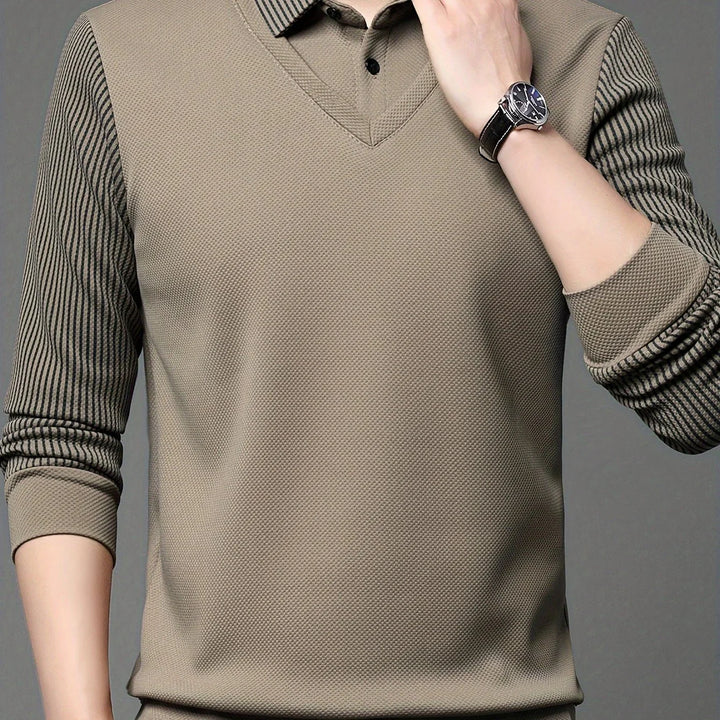 Heren trui | Gebreide sweater met kraag en lange mouw
