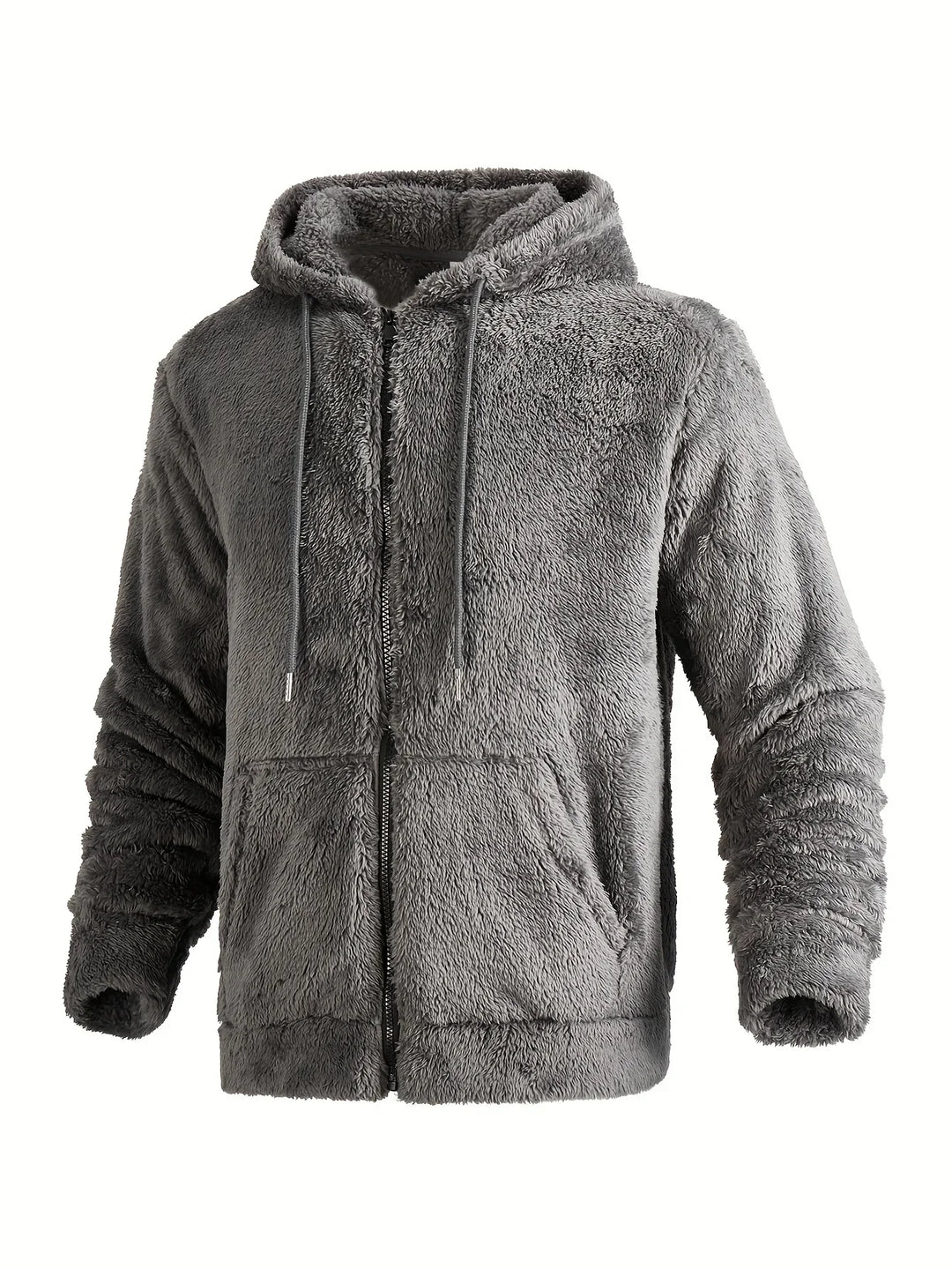 Heren teddy hoodie | Warme fleece trui met rits en capuchon