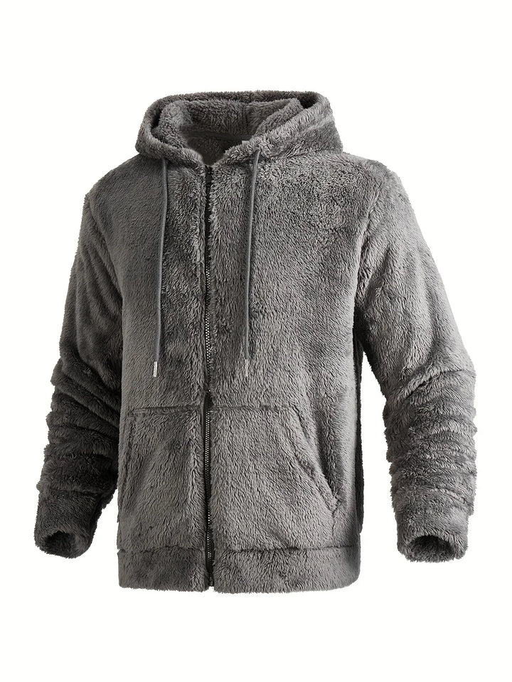 Heren teddy hoodie | Warme fleece trui met rits en capuchon