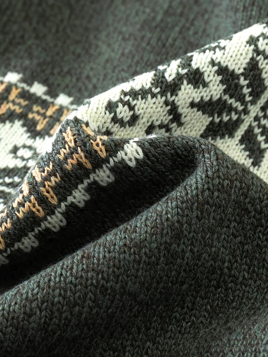 Heren vest | Gebreide cardigan met sneeuwvlok patroon en rits